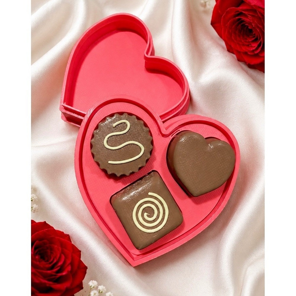 3D Heart Chocolate Box Unisex OS Pink‎ New 3D Printed Valentine Gift Decor